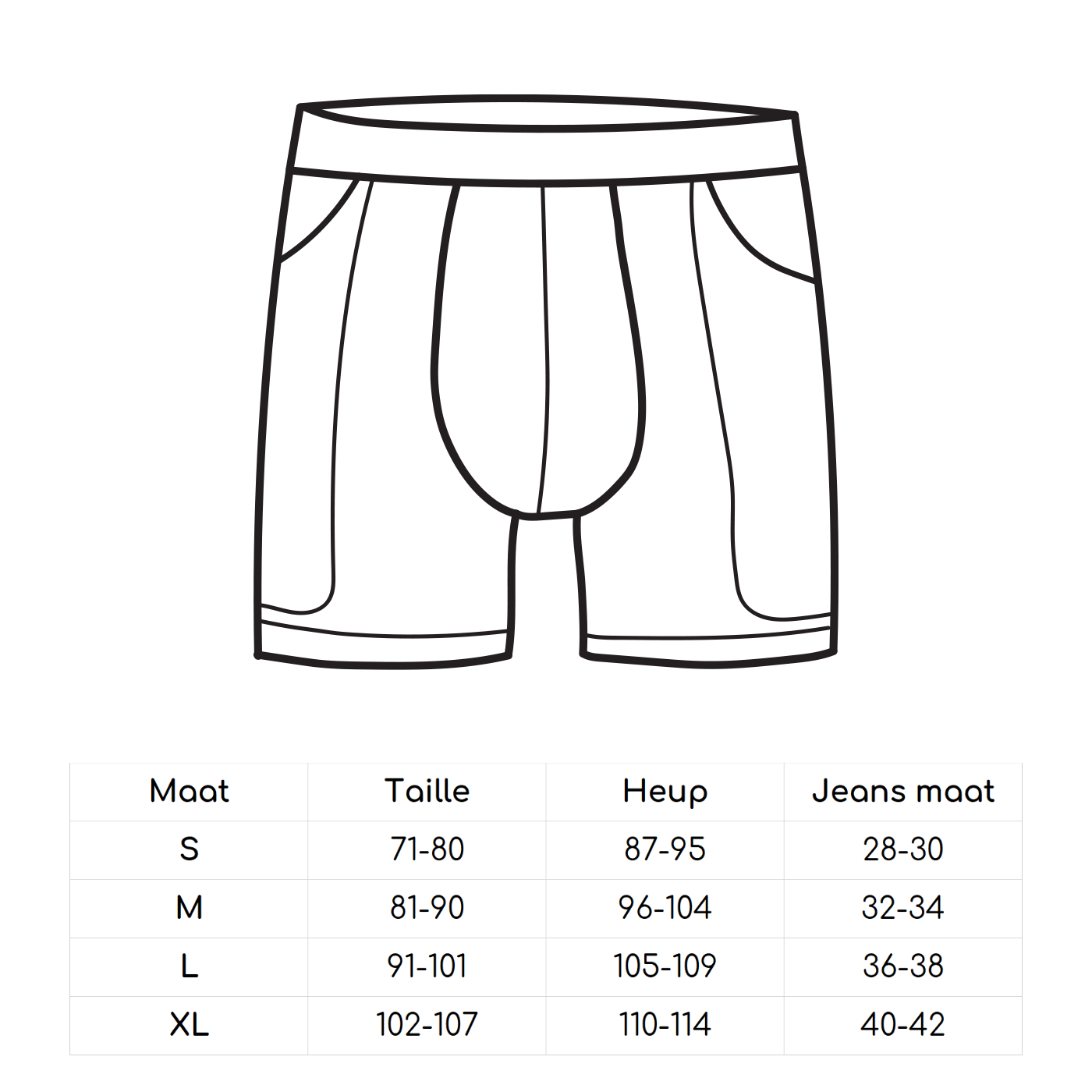 Size chart  Kangoo Underwear